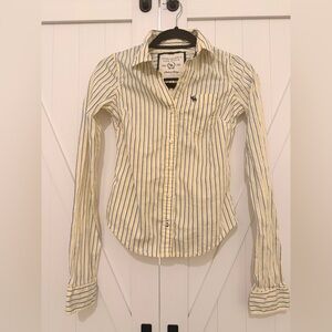 Abercrombie & Fitch Yellow and Light Blue Striped Shirt